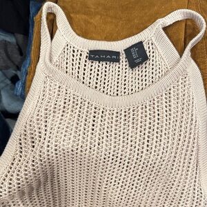 Tahari Beige long knit cover up